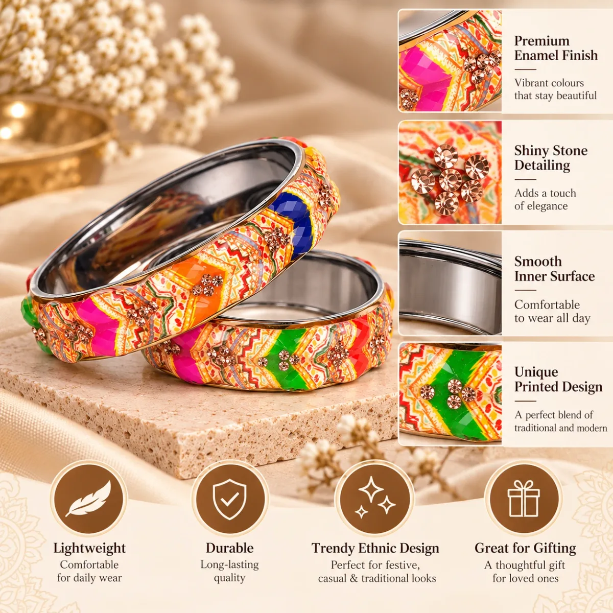 Rajasthani Meenakari Bangle Pair