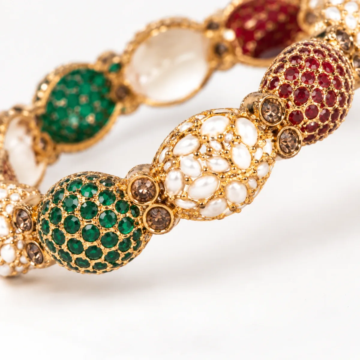 Emerald Ruby Oval Bangle Pair