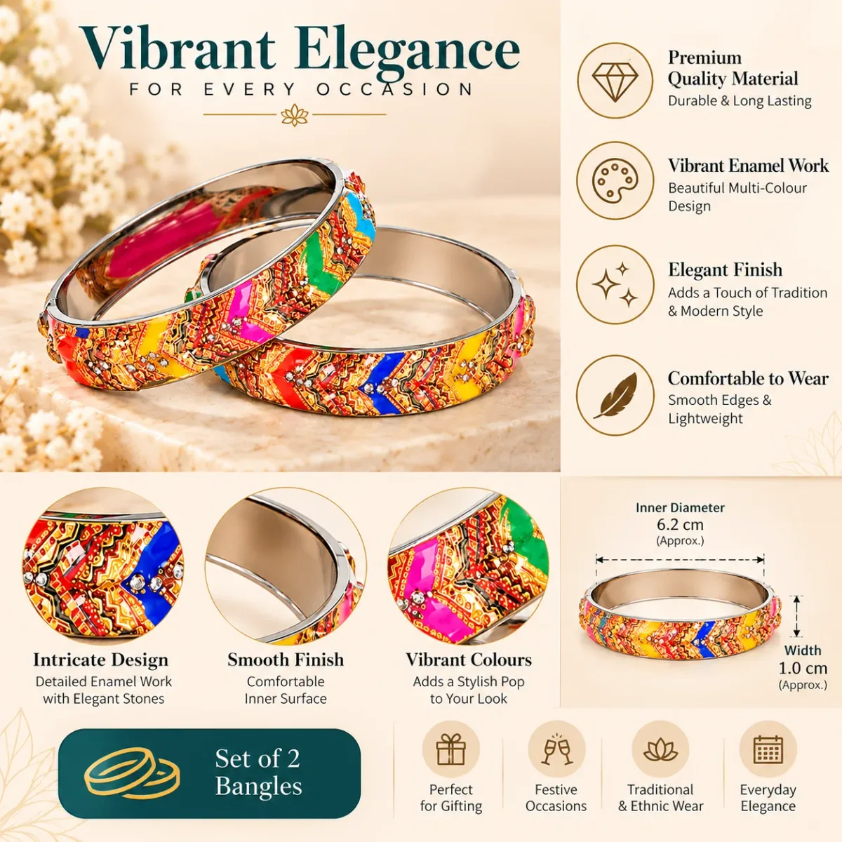 Rajasthani Chevron Enamel Bangle Pair