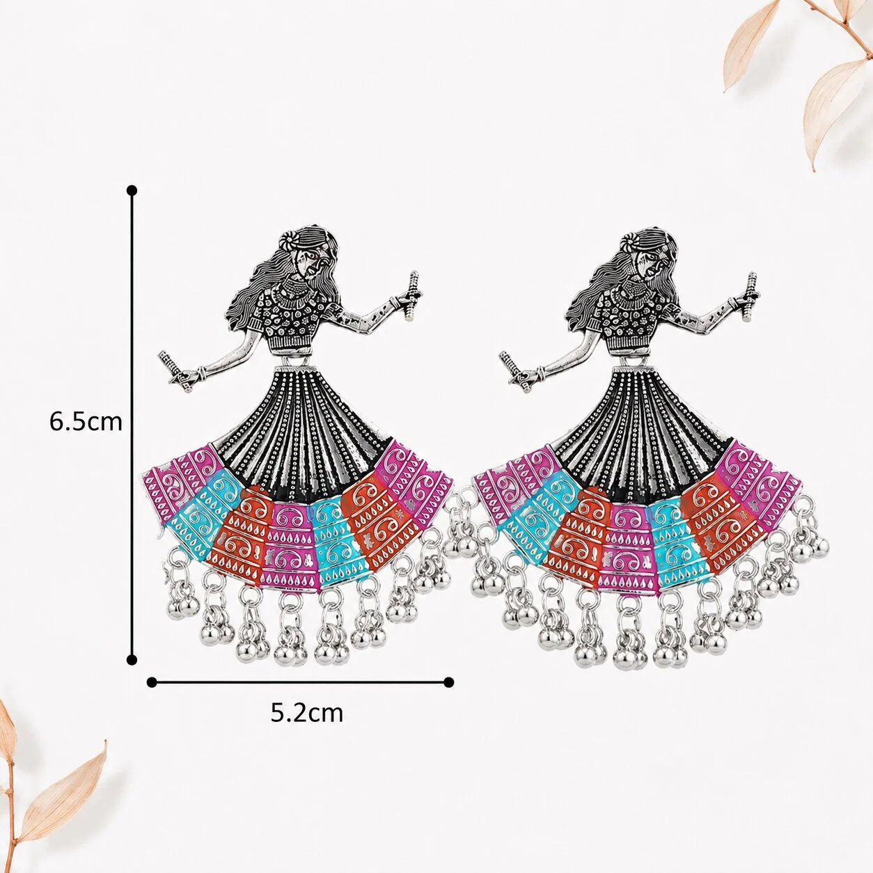 Dancing Girl Enamel Dangler Earrings