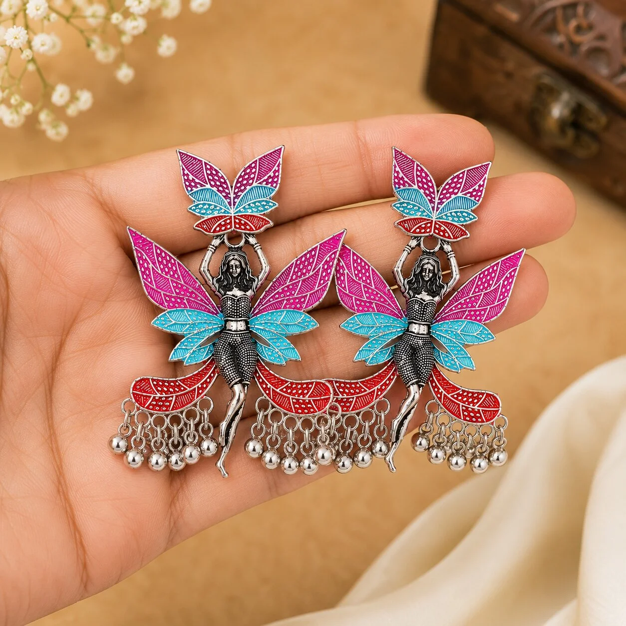 Fairy Butterfly Multicolour Dangler Earrings