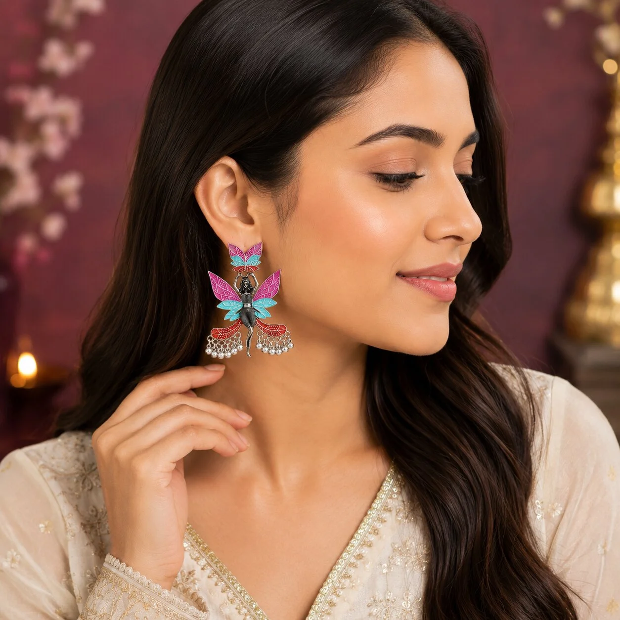 Fairy Butterfly Multicolour Dangler Earrings