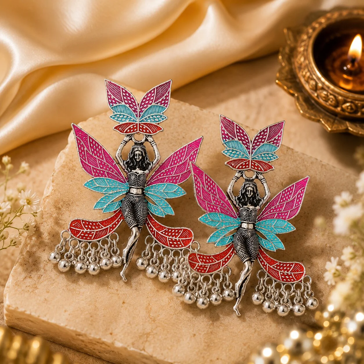 Fairy Butterfly Multicolour Dangler Earrings