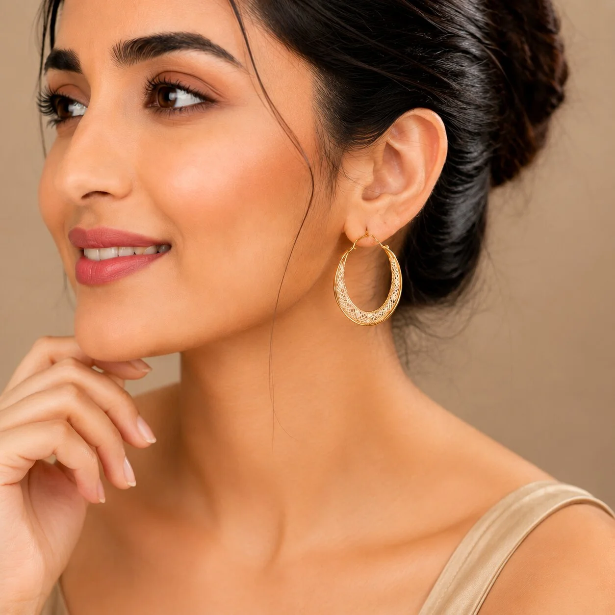 Golden Mesh Hoop Earrings