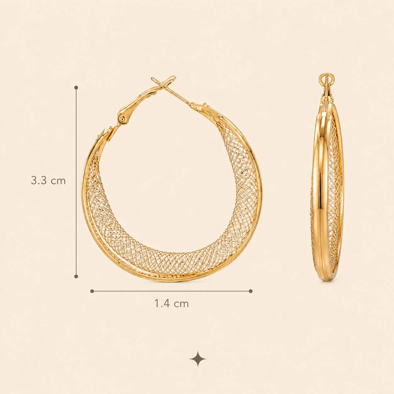 Golden Mesh Hoop Earrings